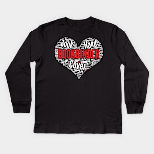 Bookbinder Heart Shape Word Cloud Design product Kids Long Sleeve T-Shirt